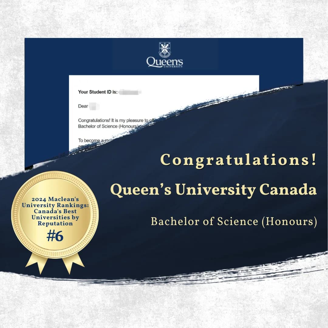 Queen's University — Bachelor of Science (Honours) offer of admission