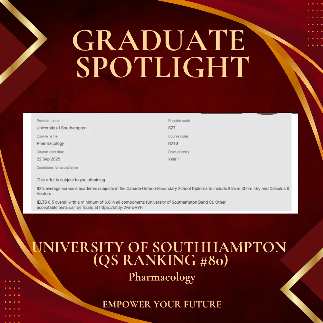 University of Southampton — Pharmacology offer of admission